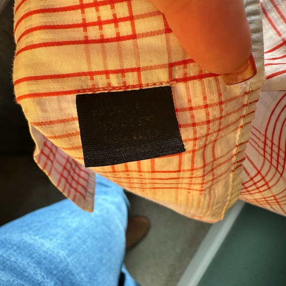 Men's Red and White Plaid Shirt - Picture 7 of 7